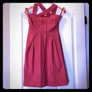 Interesting unique cross cross pink dress